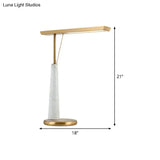 Metal Led Nightstand Lamp - Elegant Brass Marble Design For Study Room