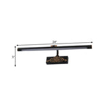 Metal Led Vanity Light Fixture In White/Warm/Natural - Black Elongated Sconce Lamp 16/20/24 L
