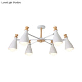 Metal Macaron Loft Candy Colored Pendant Light: Living Room Half-Bottle Chandelier - 6/8 Heads In
