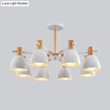 Metal Macaron Style Bell-Shaped Chandelier With Wood Accents: Stylish Ceiling Hang Light For Living
