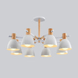 Metal Macaron Style Bell-Shaped Chandelier With Wood Accents: Stylish Ceiling Hang Light For Living
