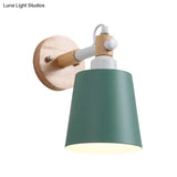 Metal Macaroon Tapered Shade Wall Sconce Light For Kids Bedroom