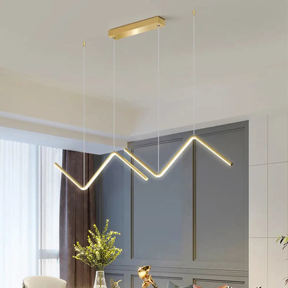 Modern Black/Gold Led Multi-Light Ceiling Fixture With Thin Metal Suspension And Warm/White Glow