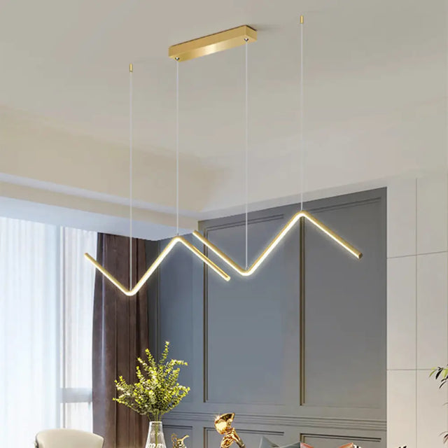 Modern Black/Gold Led Multi-Light Ceiling Fixture With Thin Metal Suspension And Warm/White Glow