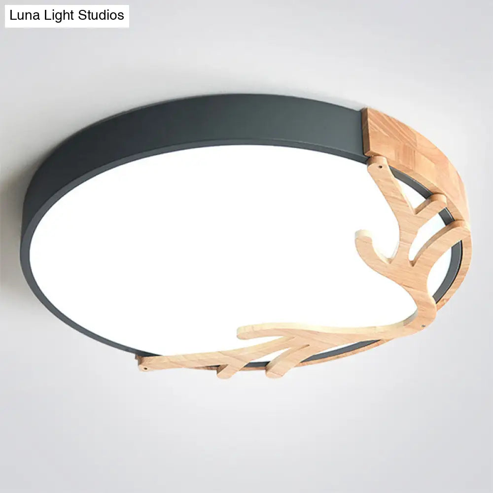 Metal Nordic Flush Mount Spotlight With Antlers - Round 1 - Light Light