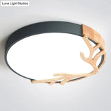 Metal Nordic Flush Mount Spotlight With Antlers - Round 1 - Light Light