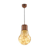 Metal Pendant Light With Starry Led String And Glass Shade For Bar