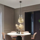 Metal Nordic Pendant With Led Starry String Lights For Bar Decor Chrome / 6’