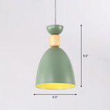 Metal Nordic-Style Down Lighting Pendant For Bell Dining Room With Single Bulb Green