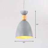 Metal Nordic-Style Down Lighting Pendant For Bell Dining Room With Single Bulb Grey