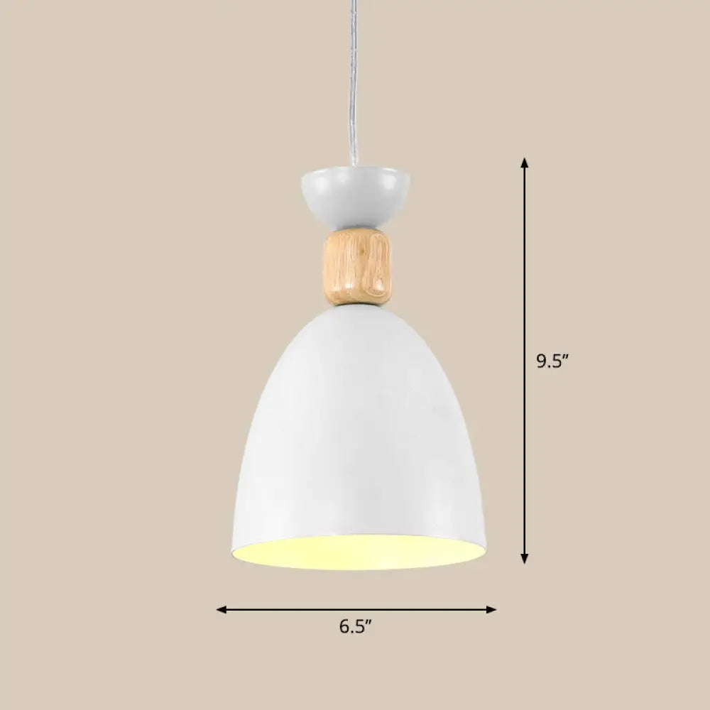 Metal Nordic-Style Down Lighting Pendant For Bell Dining Room With Single Bulb White