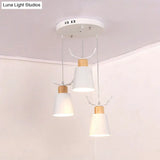 Metal Pendant Lamp With Antler Accents Nordic Hanging Light For Cloth Shop - White 3 Lights