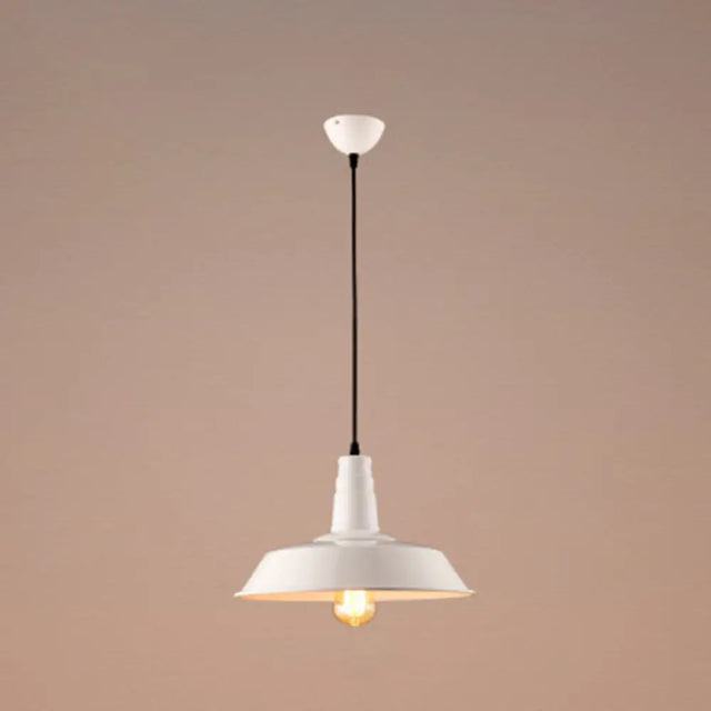Metal Pendant Light With Industrial Style Shade - Perfect For Coffee Shop Or Restaurant White