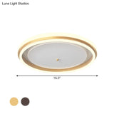 Metal Round Flush Ceiling Light - Simple Gold/Coffee Led Mount Lamp 16.5’/20.5’ Width