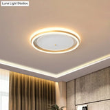 Metal Round Flush Ceiling Light - Simple Gold/Coffee Led Mount Lamp 16.5’/20.5’ Width