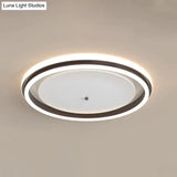Metal Round Flush Ceiling Light - Simple Gold/Coffee Led Mount Lamp 16.5’/20.5’ Width