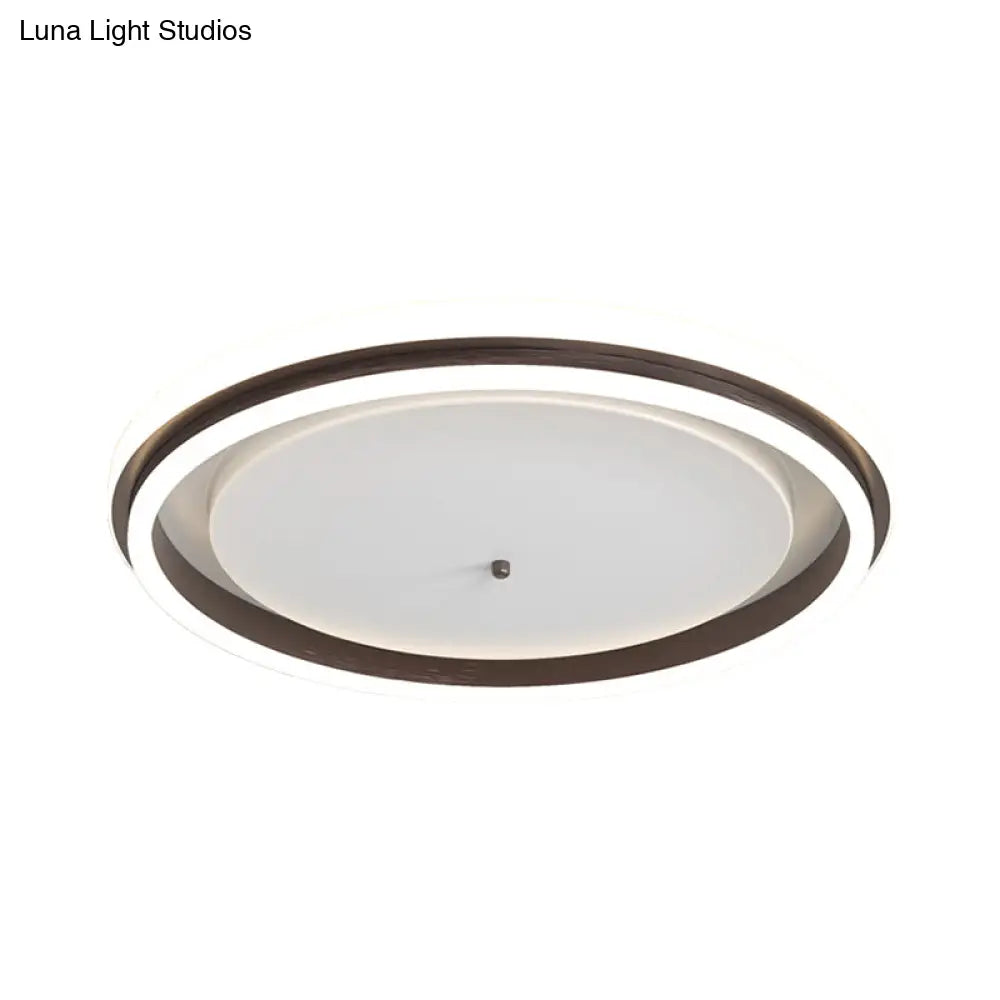 Metal Round Flush Ceiling Light - Simple Gold/Coffee Led Mount Lamp 16.5’/20.5’ Width