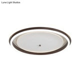 Metal Round Flush Ceiling Light - Simple Gold/Coffee Led Mount Lamp 16.5’/20.5’ Width