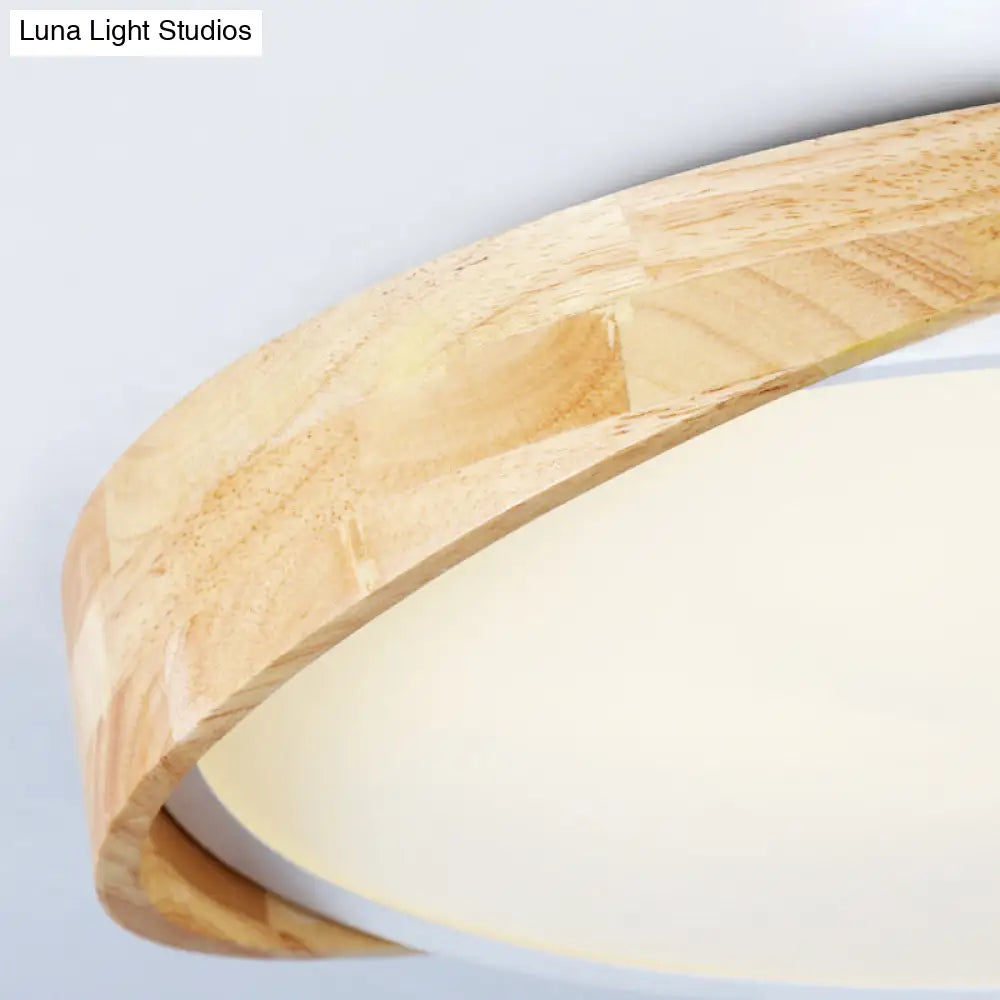 Metal Round Flushmount Macaron Led Ceiling Lamp In Warm/White Light - White Finish / Warm