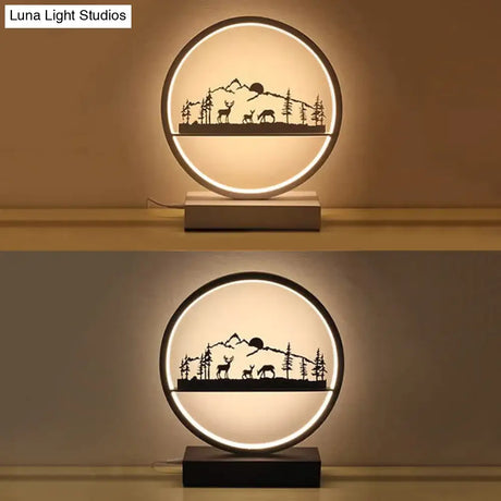 Metal Round Table Light: Natural View Creative Reading Light For Adult Bedroom & Cafe