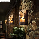 Metal Rust Wall Sconce Lamp With Fabric Shade - 1-Light Half Cylinder Design Country Style Mounted