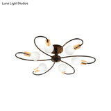 Metal Semi Flush Light With Exposed Bulbs - Traditional Black Ceiling Lighting For Living Room