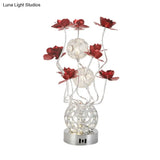 Metal Sphere Led Bedside Lamp - Modern Desk Lighting Decor Purple/Red Colors Warm/White Light