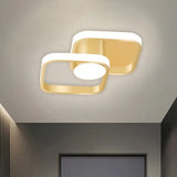 Metal Square Frame Led Gold Flush Mount Ceiling Light In Warm/White