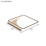 Metal Square Led Flushmount Lighting In Black 16.5/20.5 Wide - Modern Flush Light Fixture