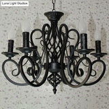 Metal Swirled Arm Chandelier Pendant Light - Rustic 6/8 Bulbs Ceiling Lamp For Traditional Dining