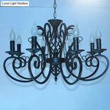Metal Swirled Arm Chandelier Pendant Light - Rustic 6/8 Bulbs Ceiling Lamp For Traditional Dining