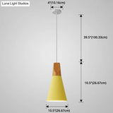 Metal Tapered Hanging Light - Nordic Style 1-Light Restaurant Pendant Lamp With Wooden Top