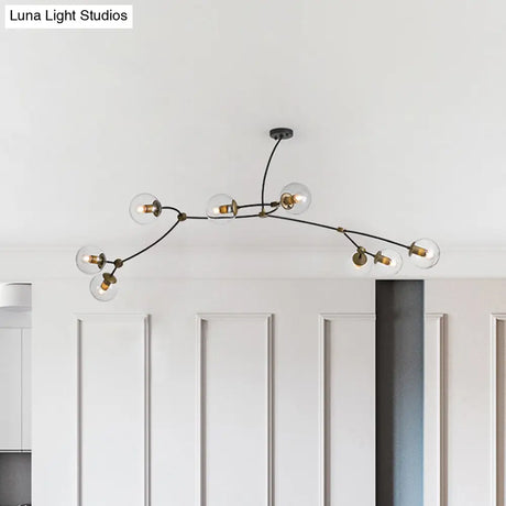 Metal Twig Pendant Light With Clear/Cream Glass Shade - Creative Hanging Lamp For Living Room In