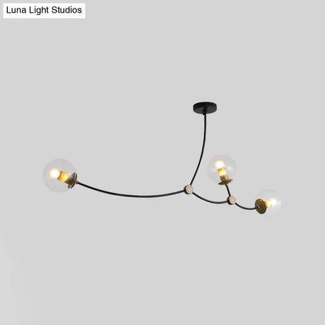 Metal Twig Pendant Light With Clear/Cream Glass Shade - Creative Hanging Lamp For Living Room In
