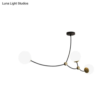 Metal Twig Pendant Light With Clear/Cream Glass Shade - Creative Hanging Lamp For Living Room In