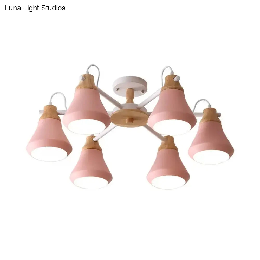 Metal Urn Shaped Suspension Light - Pink Kindergarten Macaron Style Chandelier