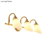 Metal Vanity Sconce Light - Traditional Brass Dome Bathroom Wall Fixture (2/3 Heads)
