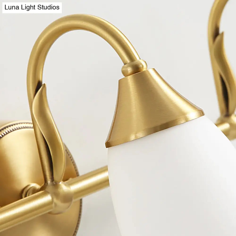 Metal Vanity Sconce Light - Traditional Brass Dome Bathroom Wall Fixture (2/3 Heads)