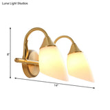 Metal Vanity Sconce Light - Traditional Brass Dome Bathroom Wall Fixture (2/3 Heads)
