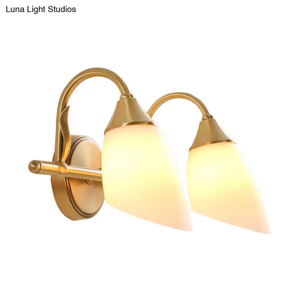 Metal Vanity Sconce Light - Traditional Brass Dome Bathroom Wall Fixture (2/3 Heads)