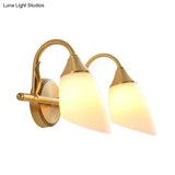 Metal Vanity Sconce Light - Traditional Brass Dome Bathroom Wall Fixture (2/3 Heads)