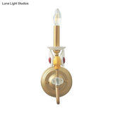 Metal Wall Mount Light: Candelabra Single Bulb Gold Sconce For Kids Bedroom