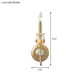 Metal Wall Mount Light: Candelabra Single Bulb Gold Sconce For Kids Bedroom