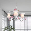 Metal White Chandelier With Curvy Arms - Pastoral Rose Down Lighting For Bedroom (3/5/6 Bulbs) 3 /