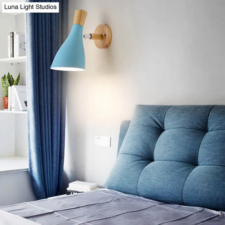 Metal Wood Horn Wall Lamp - Macaroon 1 Light For Living Room & Child Bedroom