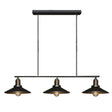 Metallic Antique Cone Shade Pendant Lighting - Black 3 Heads Island Hanging Light