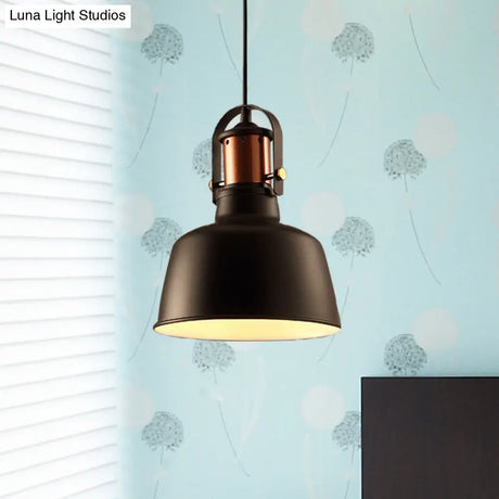 Metallic Barn Ceiling Pendant - Vintage Style 1-Light Restaurant Lamp With 47’ Hanging Cord In