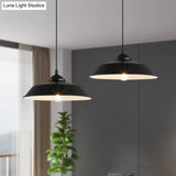 Metallic Black Ceiling Lamp Barn Shade Pendant 10’/14’ Wide – Retro Industrial Hanging Light