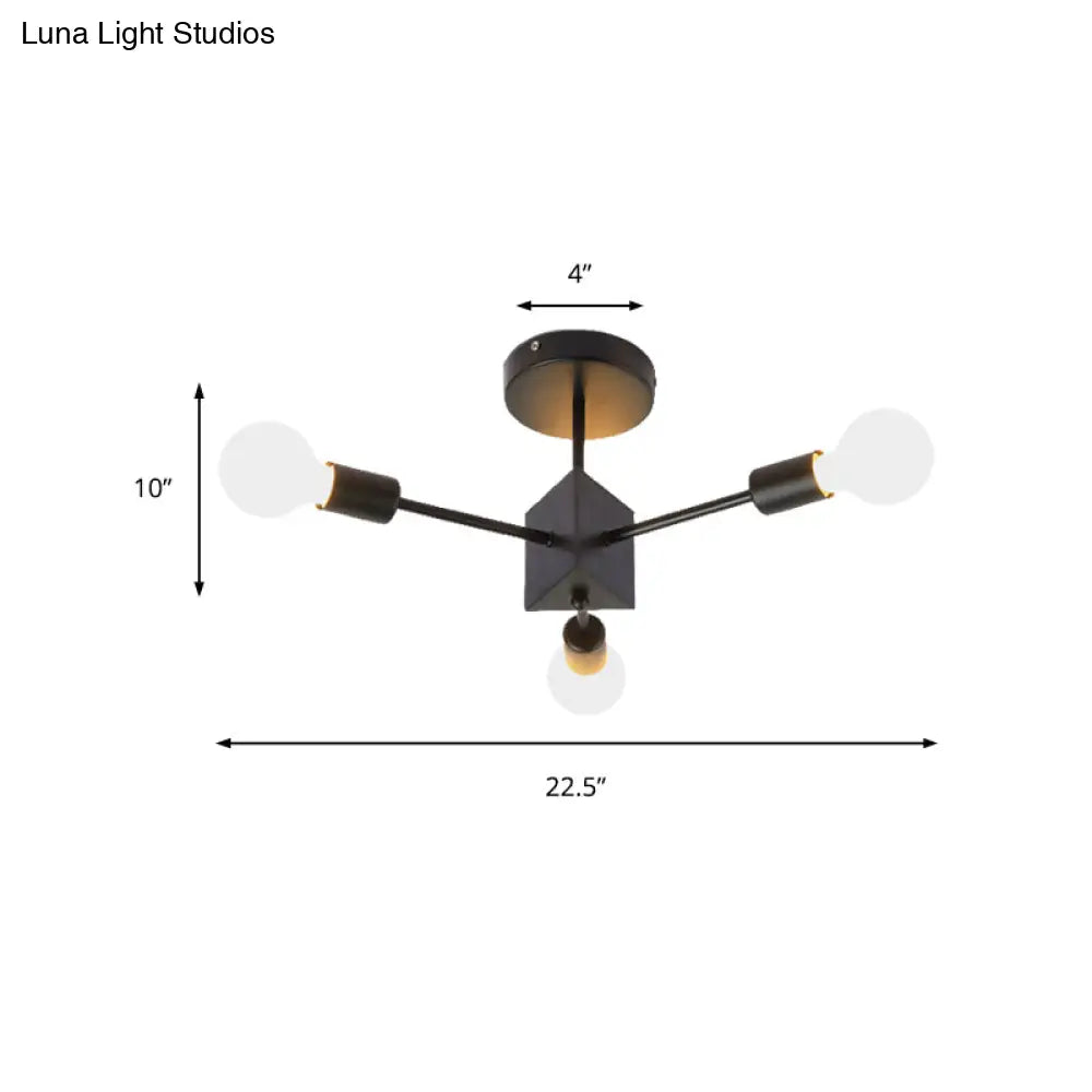 Metallic Black Linear Ceiling Lamp For Study Room And Bedroom