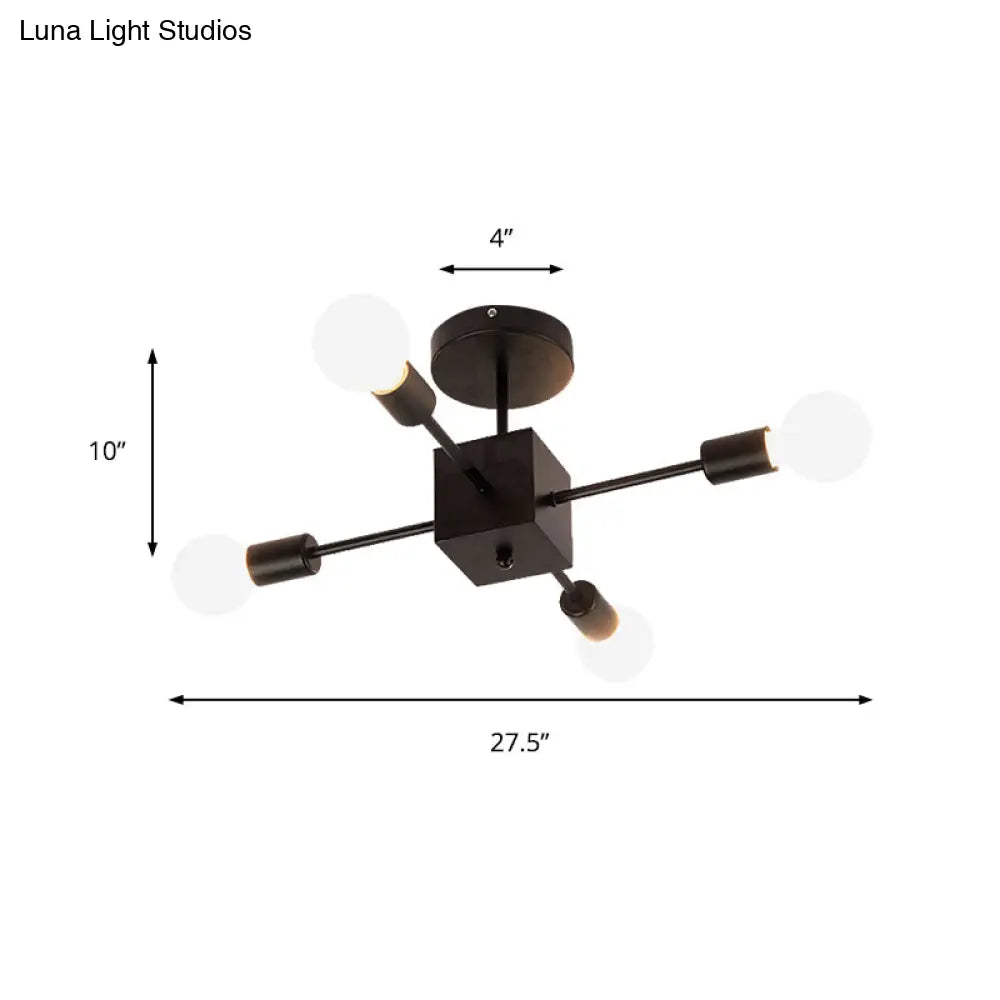 Metallic Black Linear Ceiling Lamp For Study Room And Bedroom
